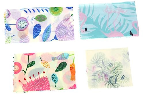 minkissy 4stücke Wiederverwendbarer Bienenwachstücher Lebensmittelverpackungen Aus Bio-Baumwolle Natürliche Konservierungstücher Für Küche Brot Obst Und Käse Waschbar Und Wiederverwendbar f