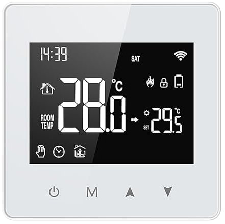 Termostato programable WiFi, Termostato Inteligente para casa - Termostato WiFi Termostato CA,Termostato Digital con Pantalla LCD, termostato doméstico con Pilas para Aire Acondicionado y calefacción