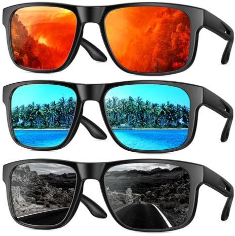 Lunettes de Soleil Polarisées pour Hommes et Femmes, Protection UV400, Lunettes de Soleil Rétro Unisexes Classiques Ultralégères, Adaptées aux Voyages/Randonnée/au Cyclisme/Conduite/Pêche