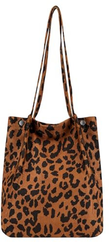 BUTBU Damen Henkeltaschen, Tote Bag-Damen, Cord Tasche Beuteltasche, Umhängetasche mit Magnetschnalle, Shopper Tasche damen, für Arbeit Büro Reisen Einkaufen Schule und Alltag(Leopardenmuster)