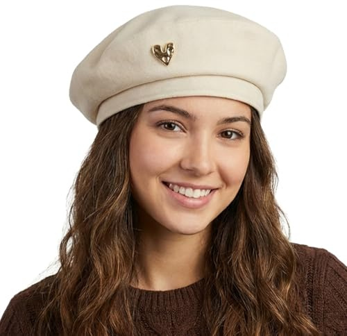 HIQIU Stilvolle Baskenmütze Damen Koreanische Baumwolle Barett Cap Malermütze Klassishe Künstler Beret Hut für Frühling Herbst