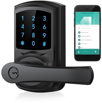 Hidalife Serratura intelligente con maniglia, serratura digitale Keyless Entry con tastiera per porte anteriori, touchscreen, interruttore one-touch, controllo app