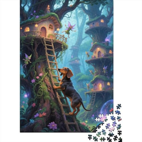 Dackel Baumhausklettern Puzzle 1000 Teile Holzspielzeug, Jugendliche & Erwachsene, Klassische Puzzles, Lernspiel, Home Dekoration, Einzigartiges Geschenk 1000pcs (75x50cm)