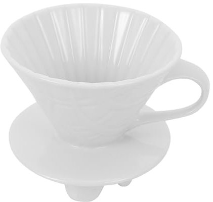 1 embudo de cerámica para café con filtro grueso, diseño de cuatro patas para tazas, práctico accesorio para hacer café, herramienta de cocina y práctica, color blanco