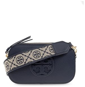 Tory Burch Women's Navy Pebbled Leather Mini Miller Crossbody Bag, One Size