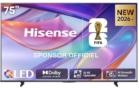 Hisense Smart TV QLED 75 4K 75E7DS | Audio Dolby Atmos, VIDAA OS, Dolby Vision IQ, HDR 10+, Game Mode, Bluetooth, Wifi, Alexa, AirPlay2, lativù 4K, 2026 Model