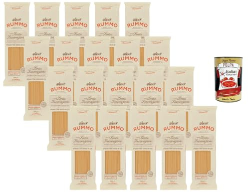 Italian Gourmet Bundle 20x500g Spaghettoni Grossi No.220 – extra dicke Spaghetti aus Hartweizen, ideal für Cacio e Pepe/Carbonara/Aglio e Olio, perfekte “al dente” Textur + Italian Gourmet Polpa