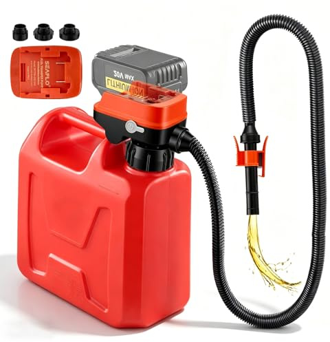 Fuel Transfer Pump 3.2 GPM with Auto Stop, Portable Electric Petrol Pump Compatible with DeWalt 20V & Milwaukee 18V Batteries, 17&41 Inch Hose, 3 Adapters for Diesel, Gasoline Orange