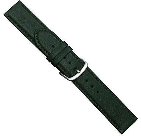 Uhrbanddealer Unisex Uhrenarmband 16mm Ersatzband Soft-Kalb Leder Dunkel Grün 397616s