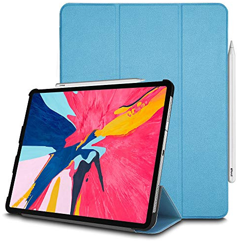 TECHGEAR Hülle iPad Pro 12.9 Zoll 2018 3. Gen [Bleistift-kompatibel] Smart Schlanke Trifold Stand Schutzhülle mit Eckenschutz [Automatische Ruhe/Aufwachfunktion] iPad 12.9 2018 NUR - Hellblau