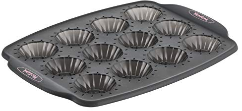 Tefal Crispybake Moule 12 mini tartelettes, 100% Silicone haute qualité, Résistance, Cuisson parfaite, Noir, 29x21 cm J4171414
