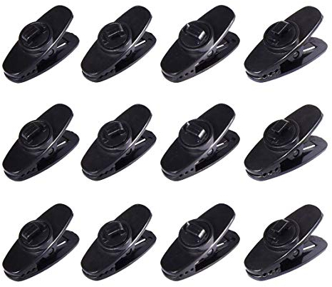 Earphone Wire Clips,12 Pieces Black Clips for Headphones Cable Clothing Clip 360 Degree Rotate Mount Clip for Earphone for Fixing Headphone Wire