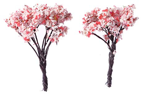 Healifty Künstlicher Sakura-Baum, lebensechte Kirschblüten, Dekoration, Mini-Baum für Topf, dekorative Blumen, Picks für Feengarten, Mikro-Landschaft, 10 Stück
