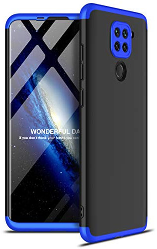 Funda para Xiaomi Redmi Note 9 360 grados Slim fina Antigolpes +Cristal Templado Carcasa ZSCHAO Funda Compatible con Xiaomi Redmi Note 9 dura rigida libro ultrafina completa mate Case Cover Negra+Azul