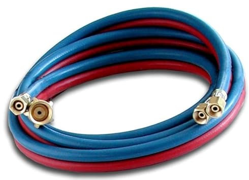 Manguera de oxígeno - acetileno doble para equipos de soldadura. Racorada 2,5m (Bitubo, diámetro interior 3/16 X 3/16 - 5 X 5mm Con accesorios)