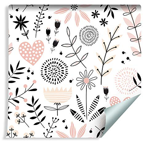 Wallepic Tapete 10m Vlies Tapete Pflanzen Herzen Kinder Vliestapete 1000x53cm Wand Tapete Wohnzimmer Kinderzimmer Moderne Wanddeko Wand Dekoration
