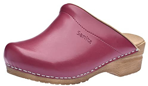 Sanita Sandra | Zoccoli Aperti da Donna | Zoccoli Artigianali Originali in Pelle Flessibile | Plantare Anatomico in Schiuma Morbida | Fucsia | 42
