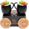 CRAFTED COPPER Moscow Mule Copper Mugs - 100% Pure 16oz Handcrafted Set of 2 Mugs With Coaster for Beer, Wine, Cocktail | Black Antique Food Safe Copper Gift Set