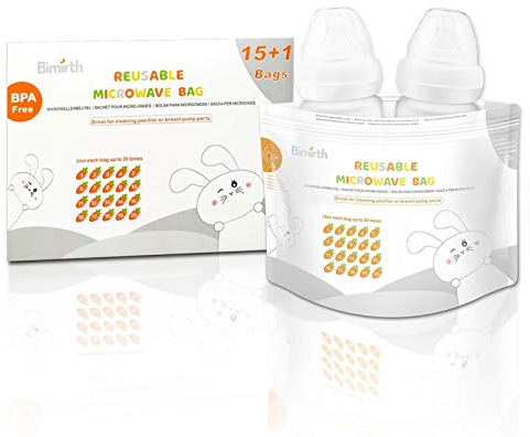 aniceday 16 Microwave Steriliser Bags?Large & Steam Bags For Baby Bottles?Travel Microwave Steam Steriliser Bag ?Easy To Use Reusable Quick Sterilisation Bags?BPA ?480 Uses Total