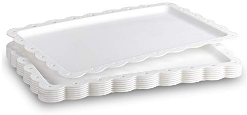 Lot de 8 Plateaux de Service pour Restauration Rapide, collation, Fruits, Desserts, Plateaux de Service en Plastique pour Cuisine, cafétéria, Restaurant, fête, 35,6 x 22,9 cm