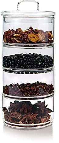 Tarro de Vidrio para Alimentos, Recipiente Transparente para Almacenamiento, Tarro hermético Multicapa, Tarro para té, Bandeja para Almacenamiento de Alimentos de Frutos Secos-4 Floors