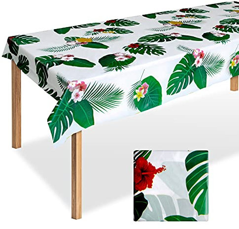 ELECLAND Hawaii Luau Tischdecke Tropische Palmblätter Tischdecke Kunststoff Tischdecke 130x220cm Hawaii Party Tischdecke Rechteck für Hawaii Party Dekorationen, Hochzeit, Geburtstag Party Supplies