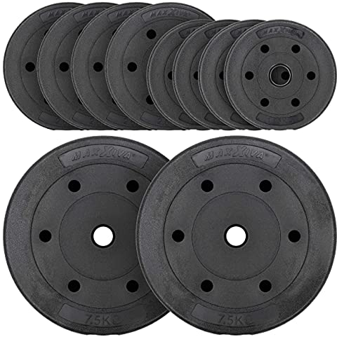 MAXXIVA Hantelscheiben-Set Zement 30 kg 10 Gewichtsscheiben Ersatzgewichte Fitness-Zubehör für Kraftsport Kraftübungen Bodybuilding Gewichtheben