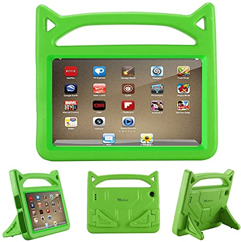 DJ&RPPQ Kids Case for All-New tablet 7 case, Light Weight Shock Proof Kids Friendly Handle Stand Case - green