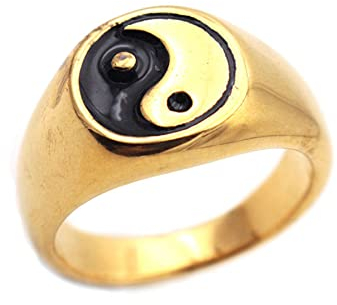 LAFATINA Biker Yin und Yang Herren Damen Ringe Edelstahl Tai Chi Symbol Hochzeit Männliche Ringe