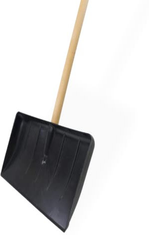2X Schneeschieber Eckig mit Holzstiel Schneeschaufel PVC Schwarz 42x28 cm, Länge: 160 cm, FERTIG MONTIERT