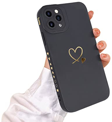 Newseego Case Compatible with iPhone 11 Pro, Fashion Gold Love-Heart Pattern Design Flexible Soft Liquid Silicone Shockproof Protective Case with All-inclusive Lens