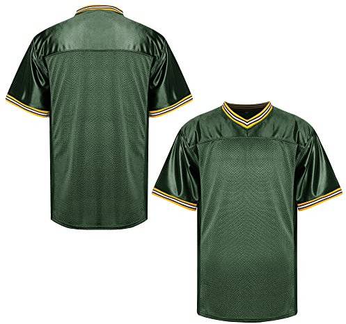 MESOSPERO Blanko-Fußball-Trikot, Herren 90er Jahre Hip Hop für Party Übung Sport T-Shirt Schwarz Weiß Rot Grün S-3XL, #Blank-Army Green, L