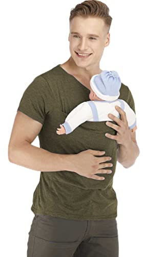 Tragejacke für Papa und Baby, Sommer Känguru Papa Pocket Ärmelloses Oberteil Känguru Babytrage T-Shirt