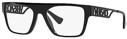 Versace VE 3326U 5380 Rechteckige Kunststoff-Brille, 55 mm, Schwarz, Schwarz, 55-19-145