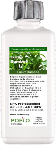 POFLO Engrais pour Lucky bamboo, bambou chinois, bambou de la chance, gamme complète d'engrais professionnel spéciale HIGH-TECH NPK pour la fertilisation du bambou Dracaena sanderiana (1000ml)