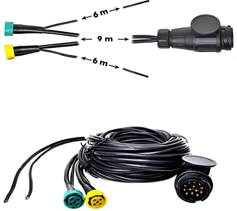 Generisch Anhänger - Kabelbaum - Kabelsatz - 13 polig - 10 + 8 Meter DC Kabel - 2X Bajonettverbinder