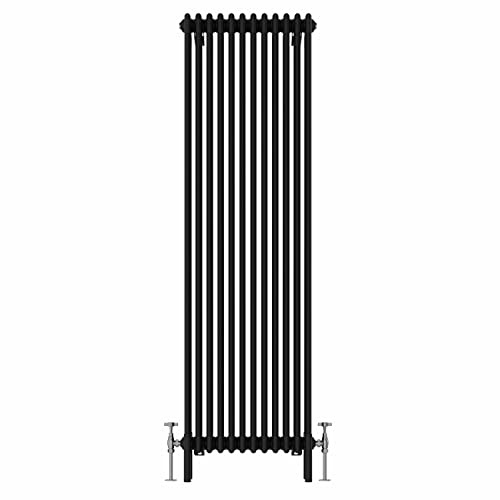 Warmehaus Cast Iron Style Black 4 Column Vertical Tall Radiator 1800x560mm