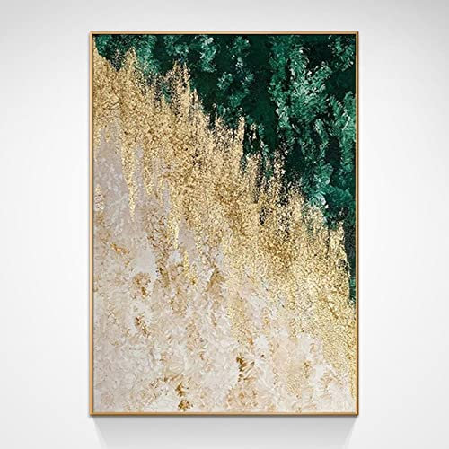 Ölbilder Auf Leinwand Handgemalt, Grüne Textur, Goldfolie, Farbabstimmung, Minimalistischer Luxus, Abstrakte, Moderne, Rahmenlose, Original Vvvnted Ölgemälde Auf Leinwand Für Familienwand, Woh