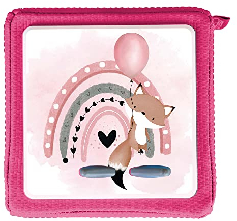 MeinBaby123 Schutzfolie kompatibel mit Toniebox | Schutzcover selbstklebend | Premium Qualität | Aufkleber passgenau I Folie Sticker I Toniebox Zubehör (Fuchs rosa)