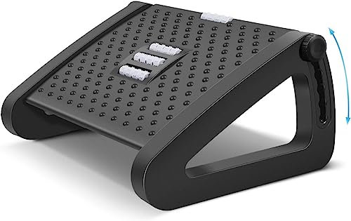 Foot Rest Adjustable Under Desk Footrest, Office Foot Stool Under Desk with 6 Height Position, Ergonomic Foot Stool with Large Roller Massager - Keeps Legs, Knees and Back- Comfortable - Home Gift