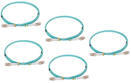 MECCANIXITY Lot de 5 câbles de raccordement à fibre optique duplex multimode LC-LC OM3 LSZH, 1 m, vert pour connexion d'équipement mécanique, fibre optique