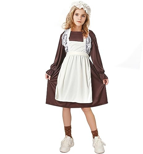 M MUNCASO Victorian Maid Costume for Girls Medieval Village Dress Fancy Dress