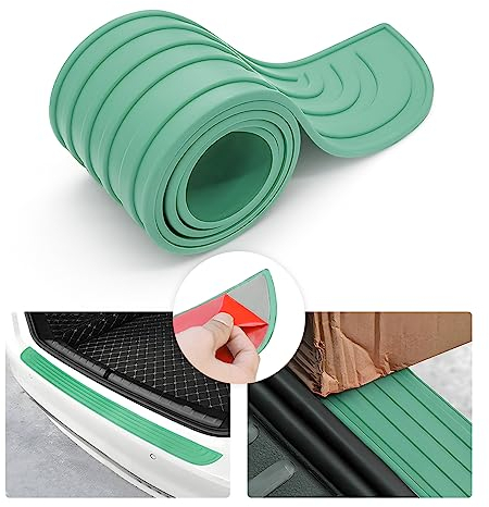 CGEAMDY Stoßstangenschutz aus Gummi, Schwellerschutz für den Kofferraum, Kratzfest und Abriebfest, Selbstklebender Heckstoßstangenschutz für Autos, SUVs (Grün/101x8.5CM)