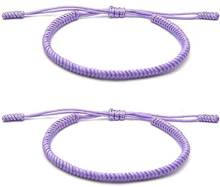 ZYMGUO 2 Pulsera Tibetana Tradicional,Tejida a Mano, Nudo Budista de la Suerte, Cordón Rojo Ajustable,Para Hombre y Mujer,Nudo Tradicional Budista Amuletos de la Suerte y Protección (Morado)