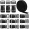 10M Gurtband 30mm Nylon Gurtband mit 12 Paare Schnallen, Strapazierfähiges Gurtband und Side Release Schnallen Clips für DIY Handwerk Rucksack Umreifung Tasche Gurtband Gepäck Befestigung Gurt