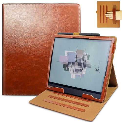 E NET-CASE Schutzhülle für Boox Note Air4 C (2024)/Boox Note Air3 C/Air3 B/W Tablet (2023), verbessertes Design, um 360 Grad drehbarer Ständer, mit Stifthalter/Handschlaufe, automatischer Schlaf