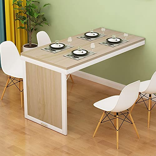 Klappbarer Esstisch, wandmontierter, zusammenklappbarer Wandtisch für kleine Räume, umwandelbarer Schreibtisch, MDF-Wandtisch, Computertisch für Büro, Schlafzimmer, Küche (Farbe: Weiß + Weiß, Größe: