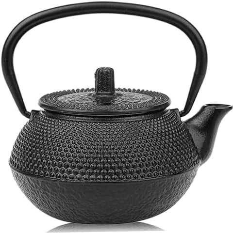 Japanese Cast Iron Tea Kettle, 10oz Black Teapot with Removable Infuser, Stovetop Safe