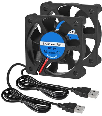 Shutao 2Pcs 50mm Fan 5010 1.96in USB Brushless Cooling DC 5V 50mm x 10mm Fan Cooler Speed 4200 RPM Fan for DIY Cooling Ventilation
