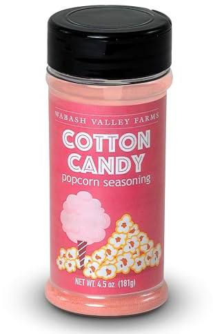 Wabash Valley Farms Cotton Candy Popcorn Seasoning – Sweet Gourmet Flavoring for Movie Night Snacks, Popcorn Gift Sets – Dessert Topping for Whirley Pop Makers, Stovetop Pans, Air Poppers (5.5 oz)